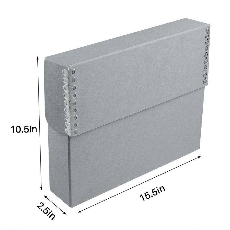 لينيكو صندوق تخزين المستندات الأرشيفية من Lineco بحافة معدنية، لوح صندوقي رمادي خالٍ من الأحماض، تنظيم وتخزين الملفات والمطبوعات والصور، حافظة بحجم قانوني 15.5 بوصة × 10.5 بوصة × 2.5 بوصة عرض، حزمة من 2 - Image 3